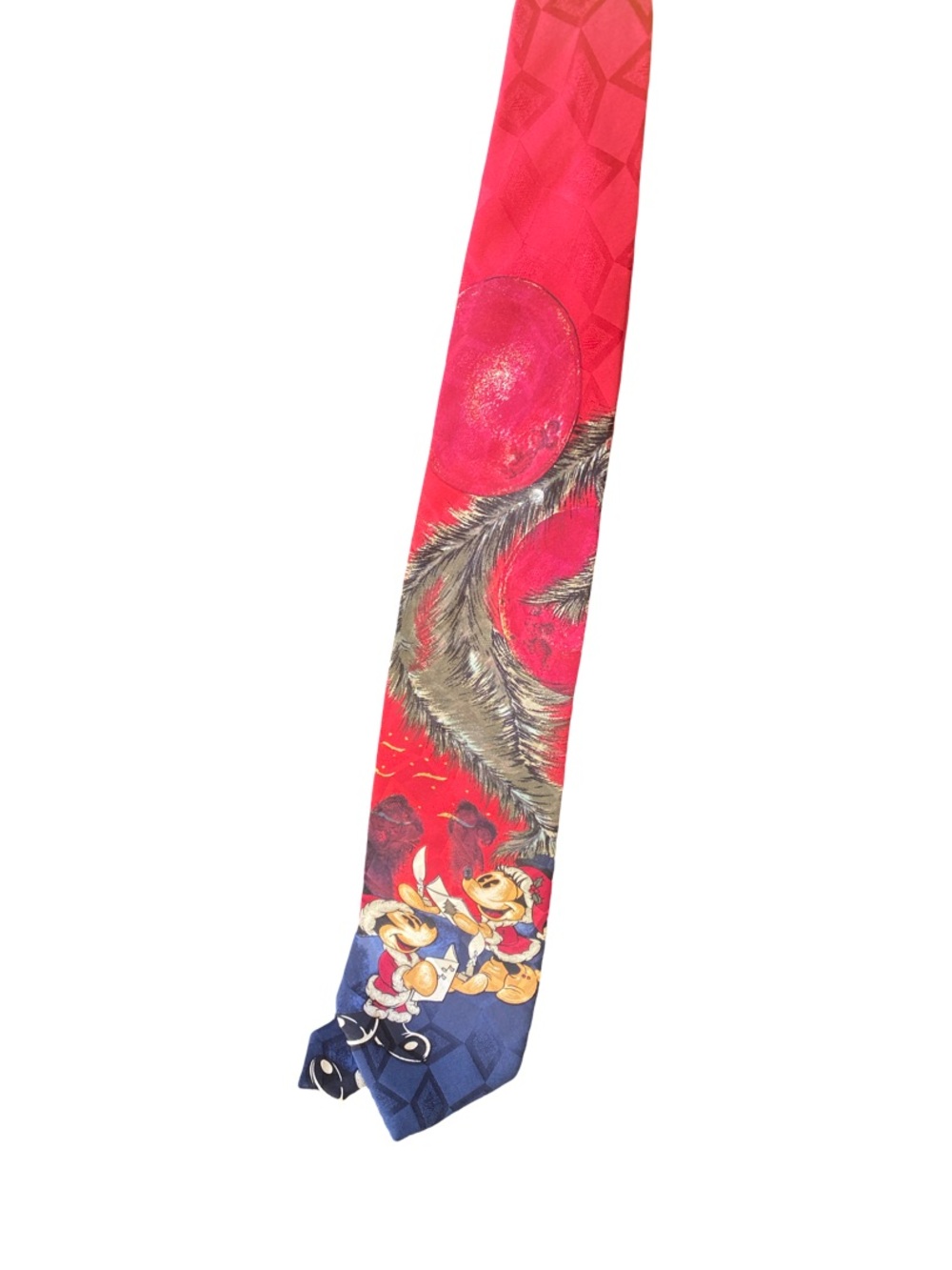 Red Character-Print Silk Tie with Blue Tip